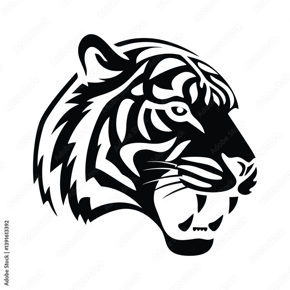 Fototapeta premium Tiger logo vector silhouette icon isolated white background