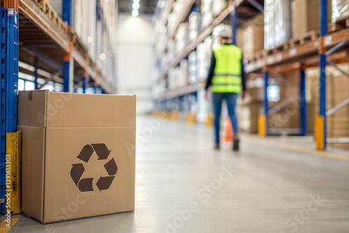 Recycling Cardboard Box in a Warehouse