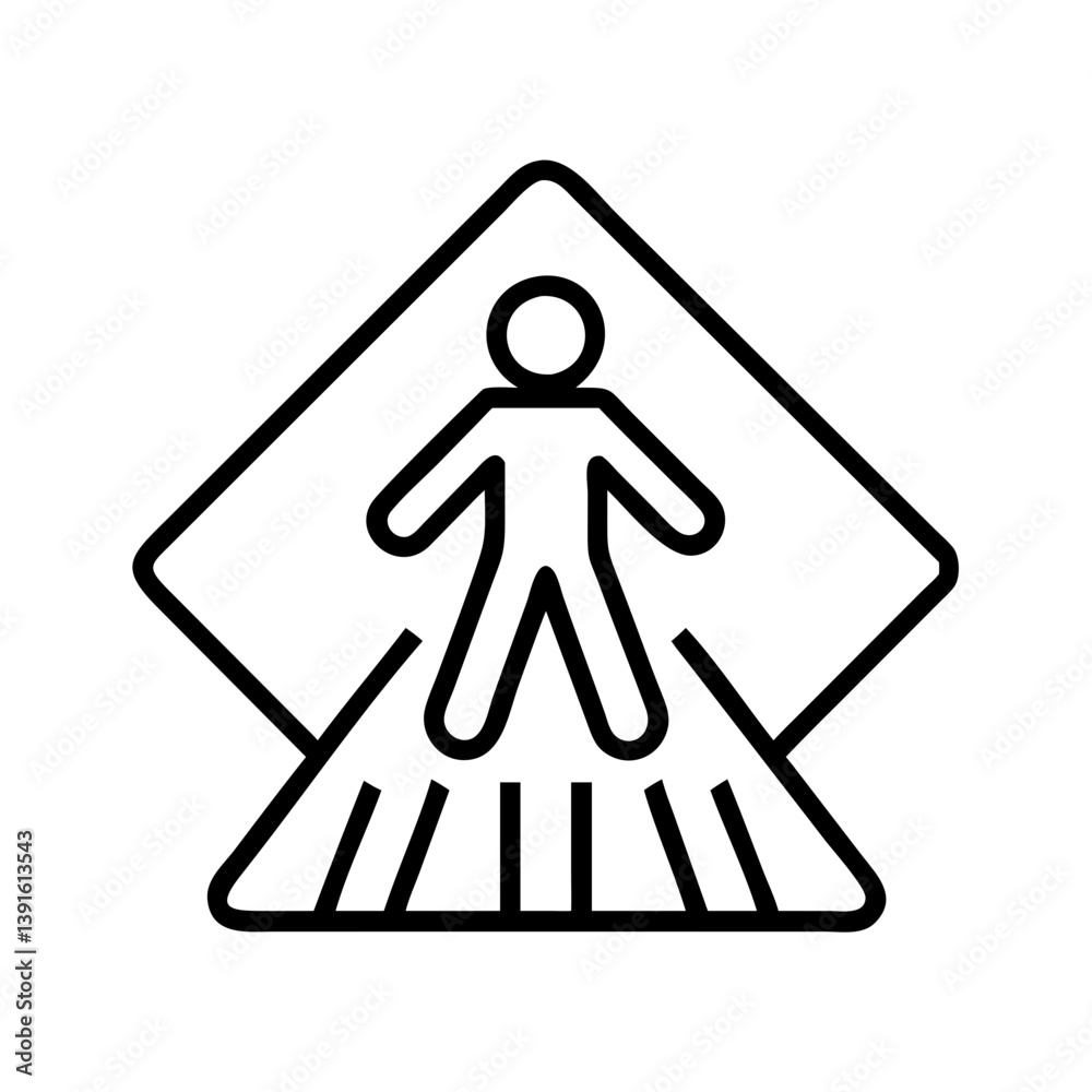 Obraz premium Pedestrian crossing sign vector illustration for safety awareness and traffic education design element icon
