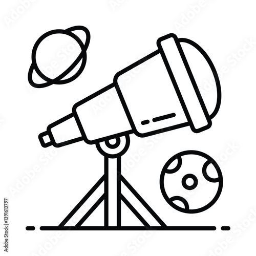 Telescope vector outline icon. EPS 10 file