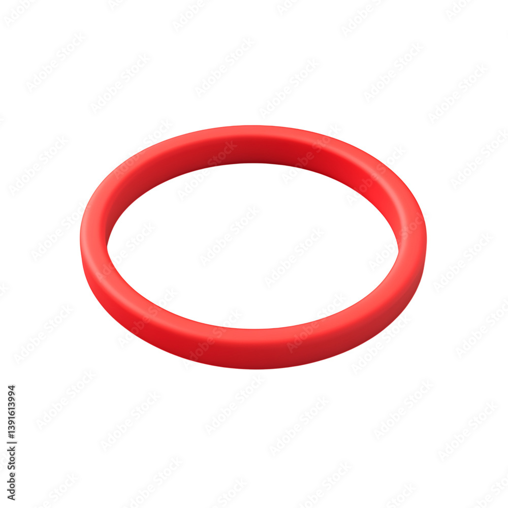 A 3D render of a circular rubber ring composed of two loops, displayed in a clean minimalistic design style and isolated on a dark background for clear presentation