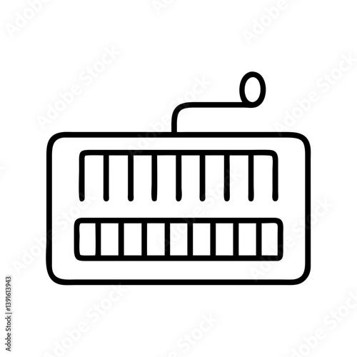 Find simple outline drawing of a music box with crank for musical instrument enthusiasts and collectors online now