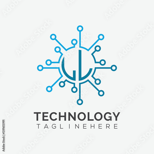 initial monogram for technology logo with circle style design