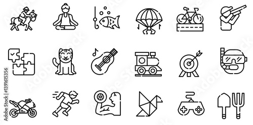 Hobby and free time icon set. Vector. editable