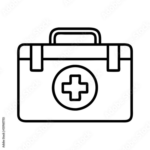 First aid kit medical box emergency kit healthcare supplies outline vector icon illustration design