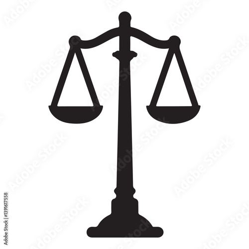 Scales of Justice Silhouette Vector Icon Balance and Fairness Symbol