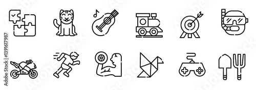 Hobby and free time icon set. Vector. editable