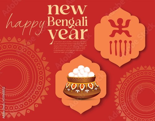 
Illustration of bengali new year with Bengali text Subho Nababarsha meaning Heartiest Wishing for Happy New Year
