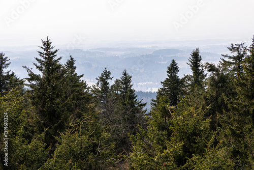 Mountain landscape. Eastern Sudetes on the border of Poland and the Czech Republic