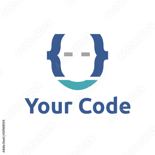 Face Code Programmer Identity Braces Symbol Logo Template