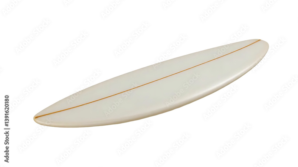 Classic Surfboard Design: White, Single Fin, Smooth Surface Classic Surfboard Design: White, Single Fin, Smooth Surface