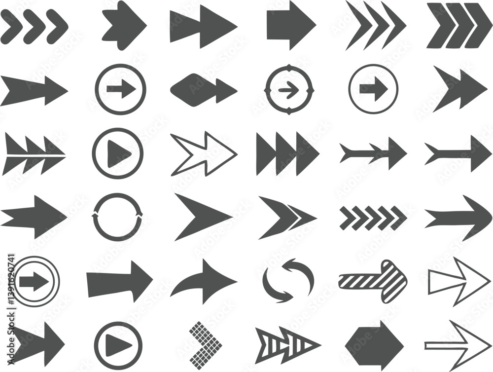 Arrow icon set. Collection of various arrow icons, symbols and elements. Modern simple arrows. Set of arrows icons Arrow icon set. Collection of various arrow icons, symbols and elements. Modern simple arrows. Set of arrows icons