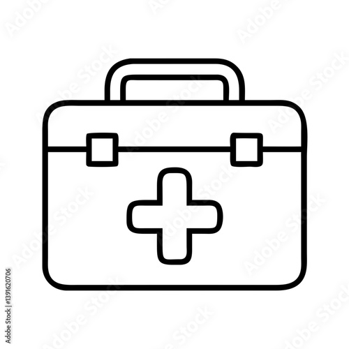 First aid kit outline vector, medical emergency box, health care equipment, safety supplies, aid box vector