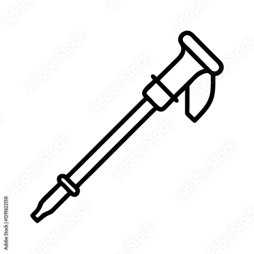 Trekking pole hiking stick vector outline icon for outdoor adventure and walking equipment illustration design