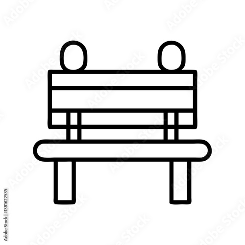 Outdoor park bench line art vector illustration for public seating and garden furniture design element