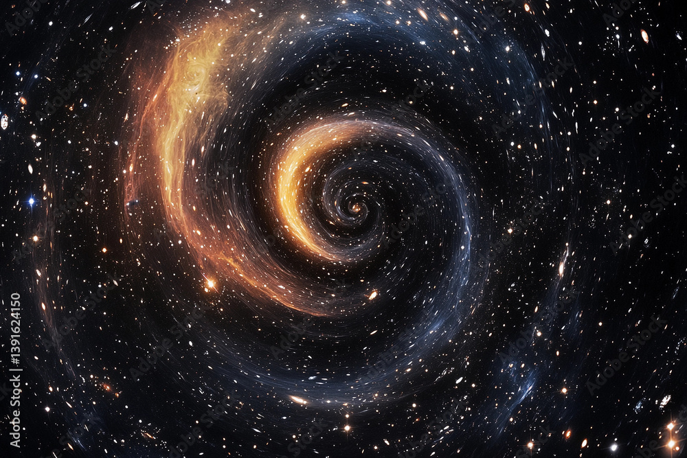 Fototapeta premium Galactic spiral showcasing vibrant colors and cosmic features in a star-filled universe
