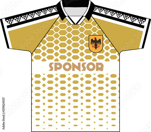 football jersey with retro bloke core motif design, vector format