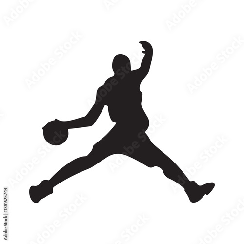 Dynamic Basketball Player Silhouette in Mid-Jump