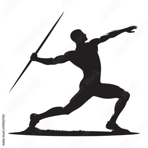 Javelin Throw Silhouette Vector Art Athletic Sport Competition Design