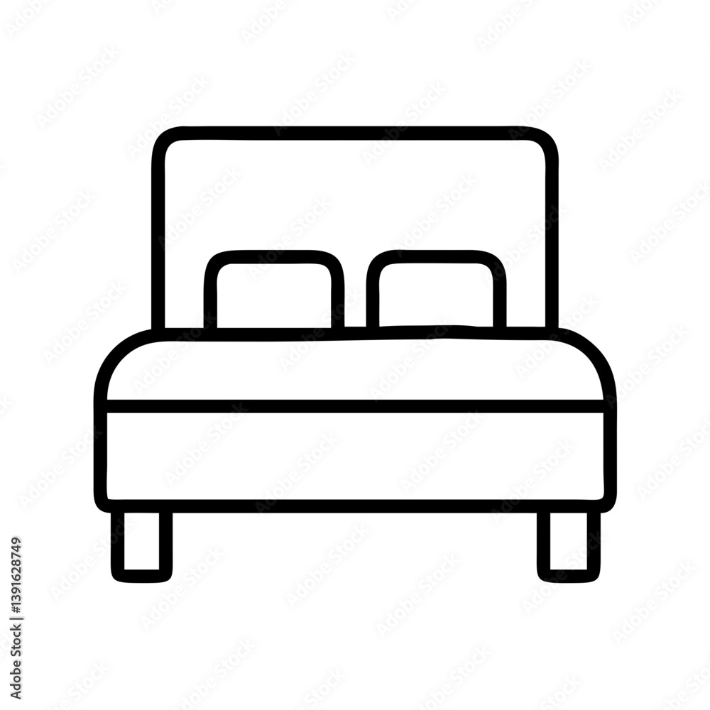 Bed frame with pillows line art vector for bedroom furniture interior design and home decor product icon 1 Bed frame with pillows line art vector for bedroom furniture interior design and home decor product icon 1