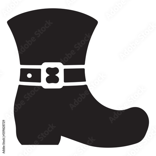 Classic Leprechaun Boot with Buckle Silhouette Vector Illustration