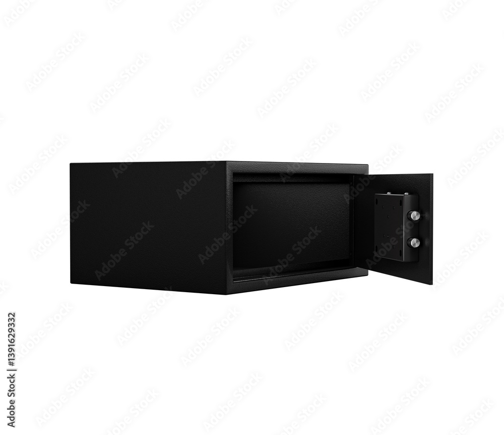 Fototapeta premium Black Mild Steel Open Safe Locker For Secure Storage Gray 3D Illustration
