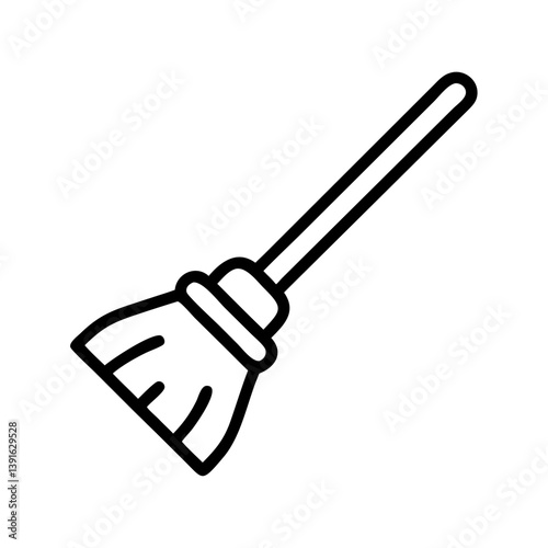 Find best cleaning broom for sweeping floors and surfaces with long handle for easy cleaning vector icon