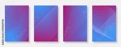 Abstract modern gradient poster background set. Minimalist template design with dynamic wavy lines. Suitable for flyer, banner, cover, social media, ads