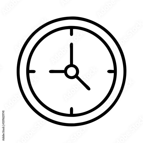 Clock time icon vector illustration, watch face design, time management and deadline concept, simple outline style