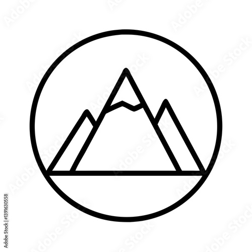 Mountain range peak outline vector illustration drawing for adventure hiking and outdoor logo design 100
