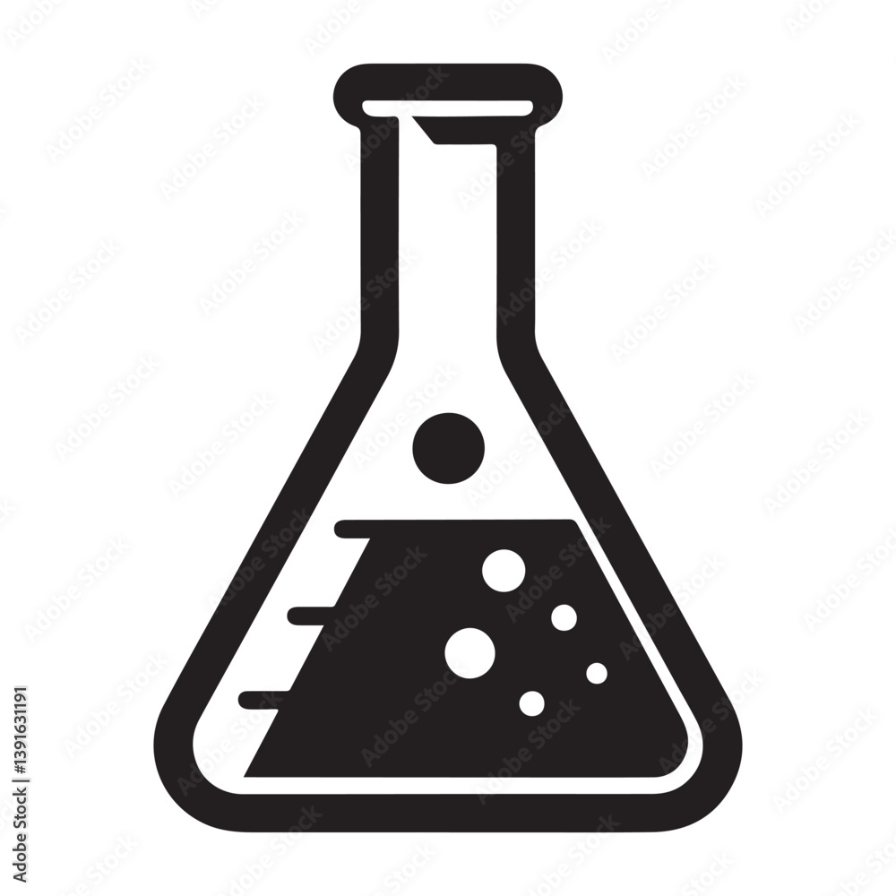 Science Erlenmeyer Flask Filled with Liquid Chemical Solution Vector Science Erlenmeyer Flask Filled with Liquid Chemical Solution Vector