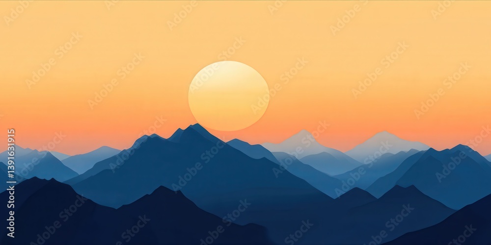 Fototapeta premium Sunset over mountain range