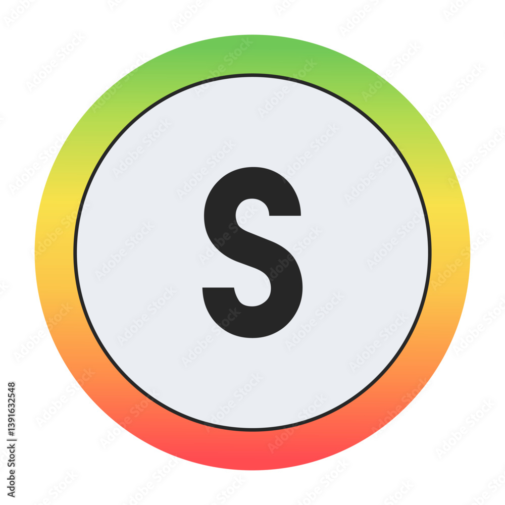 Minimal black Lowercase letter s on soft gray circle framed by warm gradient ring. Simple, modern, and perfect for digital design, labels, or app icons. Minimal black Lowercase letter s on soft gray circle framed by warm gradient ring. Simple, modern, and perfect for digital design, labels, or app icons.
