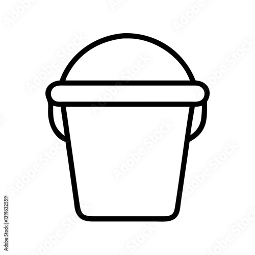 Outline bucket vector illustration for sand bucket icon or water bucket graphic design element, isolated object