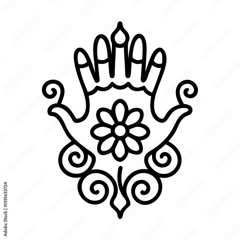 Obraz premium Henna tattoo design vector illustration for traditional indian art and hand decoration with flower pattern