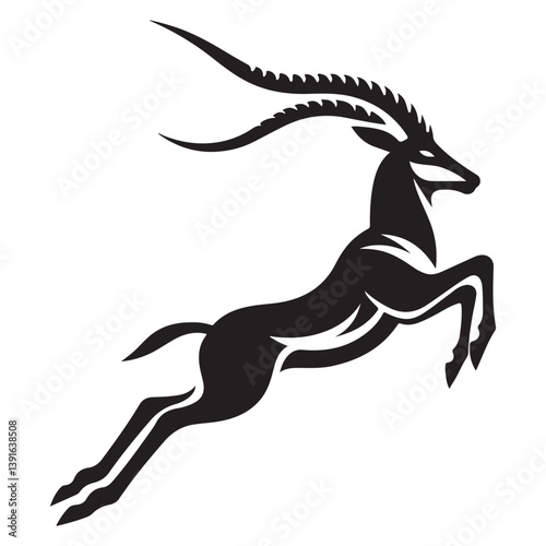 Jumping Springbok Antelope Silhouette a symbol of South Africa animal