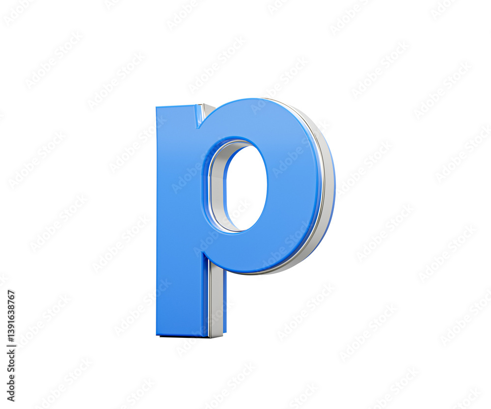 Blue Small Letter p Alphabet p Gleams With Its Sleek Modern Design With Sharp Edges 3D Illustration Blue Small Letter p Alphabet p Gleams With Its Sleek Modern Design With Sharp Edges 3D Illustration
