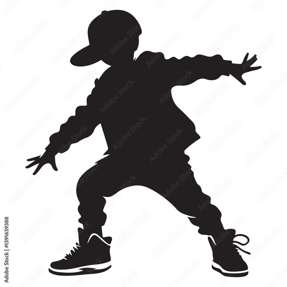 Fototapeta premium Cool Breakdancer Silhouette Vector Art Hip Hop Dance Style
