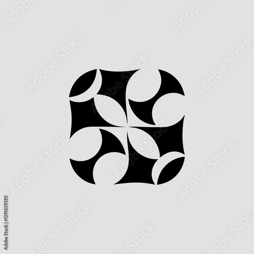 Abstract black and white geometric pattern in a square form