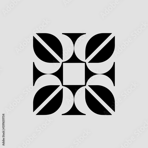 Geometric pattern with square center and leaf like shapes