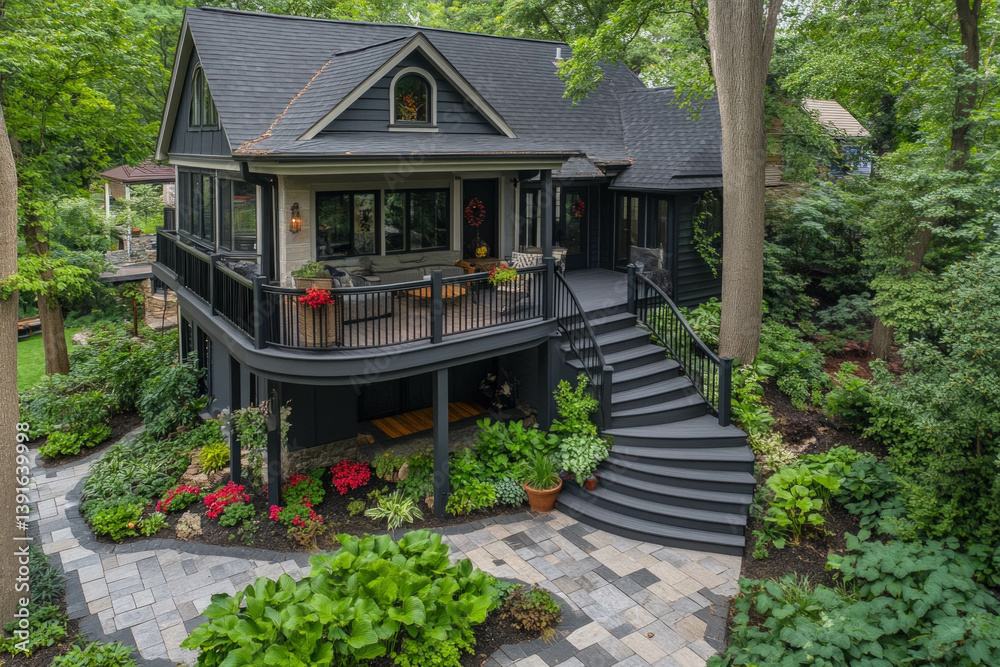 A Beautifully Installed Trex Deck Surrounded By Greenery