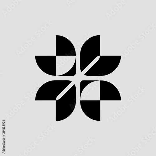 Geometric flower pattern with black and white quadrants