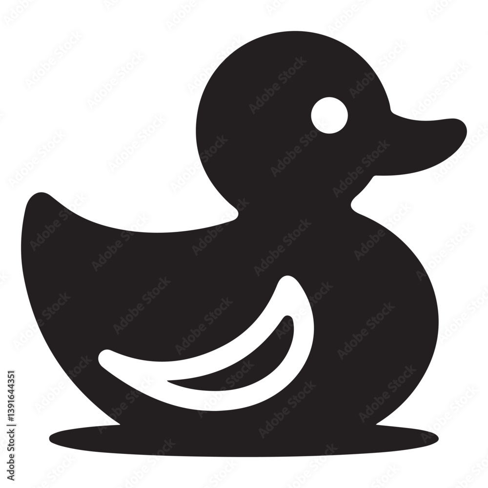 Rubber Duck Silhouette Vector Illustration Simple Toy Icon Design Rubber Duck Silhouette Vector Illustration Simple Toy Icon Design