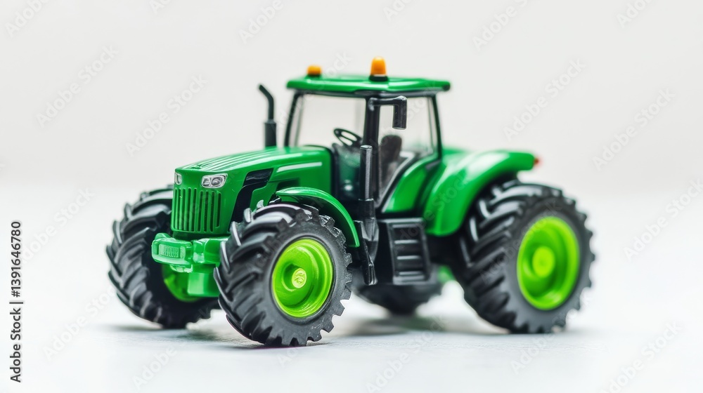 Obraz premium 85.Tractor. Toy for children. Green toy tractor isolated on white background. Copy space