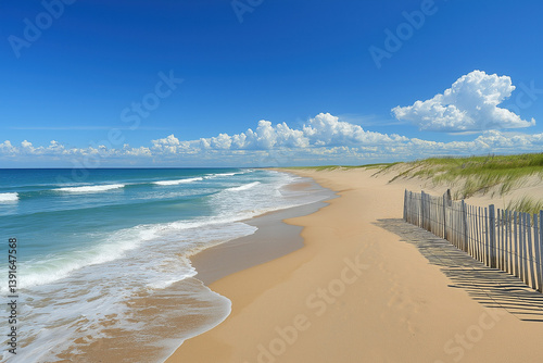A serene sand beach backgro...