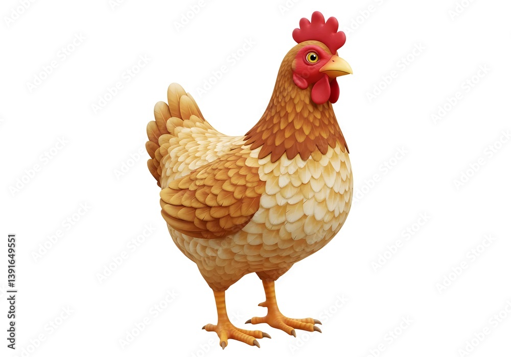 Fototapeta premium Hen Illustration Representing Farm Life and Rural Simplicity white background 
