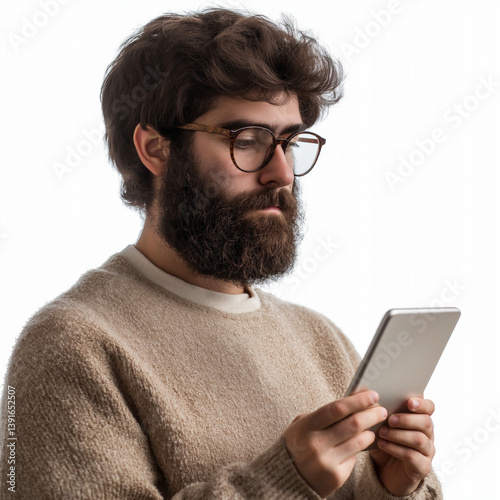 man tablet isolated