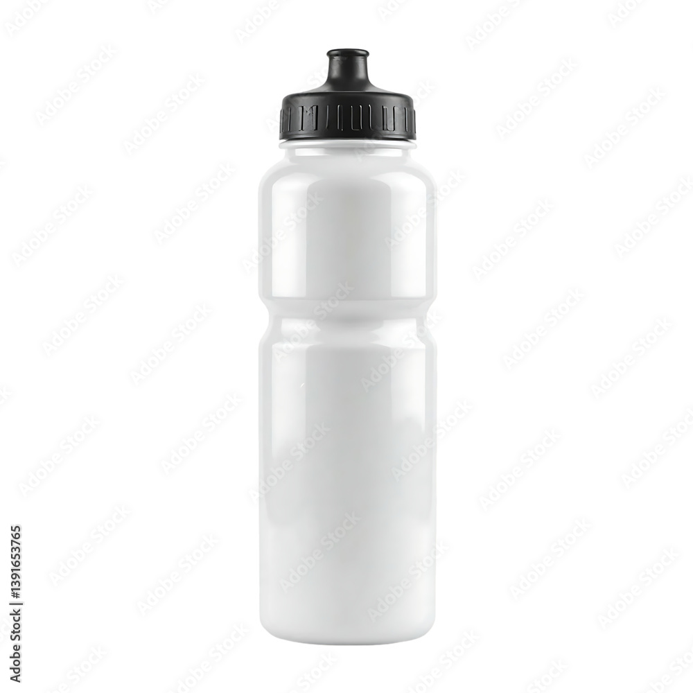 White Plastic Water Bottle with Black Cap White Plastic Water Bottle with Black Cap