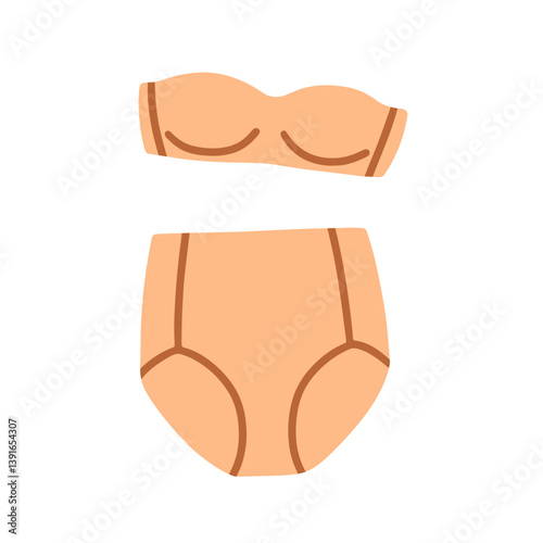 Underwear, bra and panties. Women lingerie, top and bottom. Strapless brassie...
