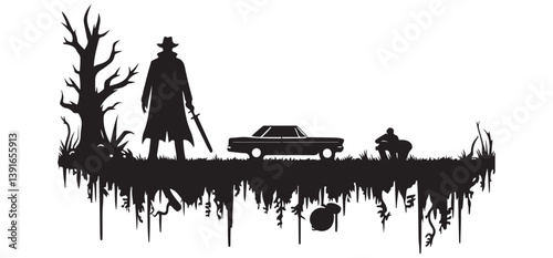 Supernatural TV Series Inspired Silhouette Vector Illustration Art